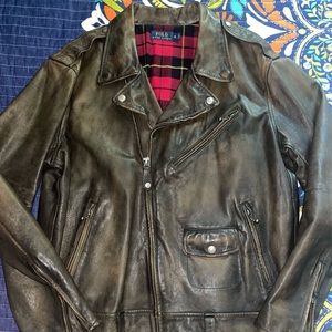 Polo Ralph Lauren Mocha brown leather Moto Jacket
